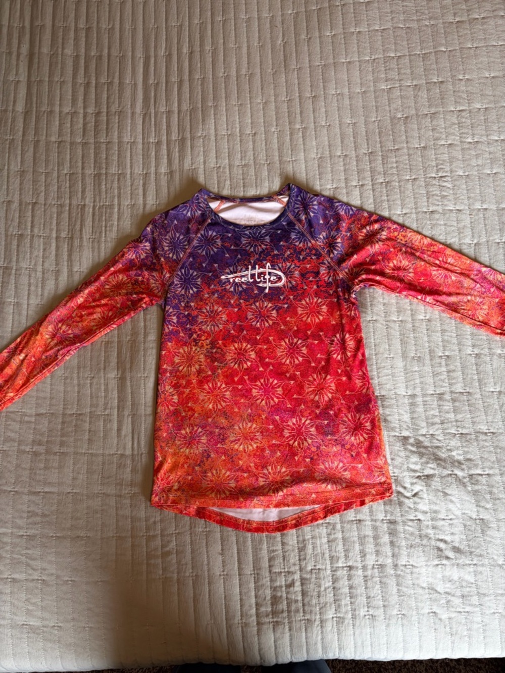 Reellife Women's Long Sleeve Gradient Floral Performance Tee - Red/Purple